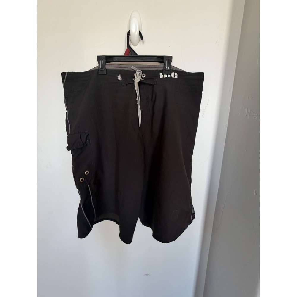 HIC Hawaiian Island Creations Mens Black Board Shorts Swim Trunks Size 38 Cargo